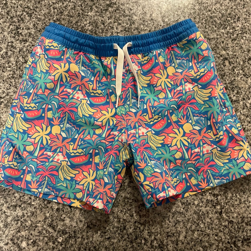 Chubbies Kids Tropical Print Swim Trunks - Blue and Pink